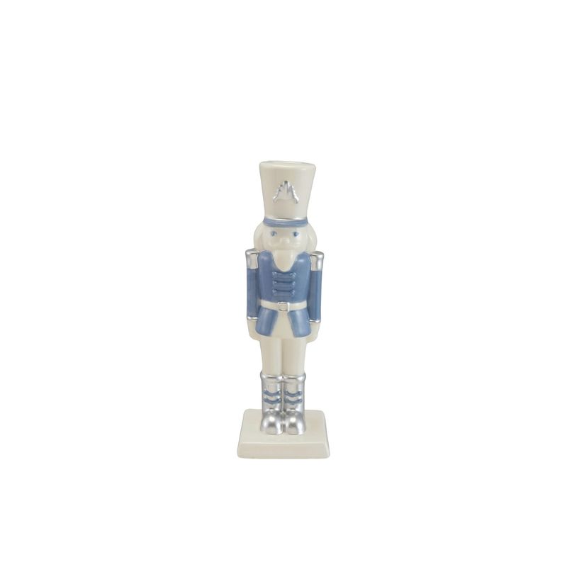 CCO Blue &amp; White Nutcracker Taper Holder 10.5"