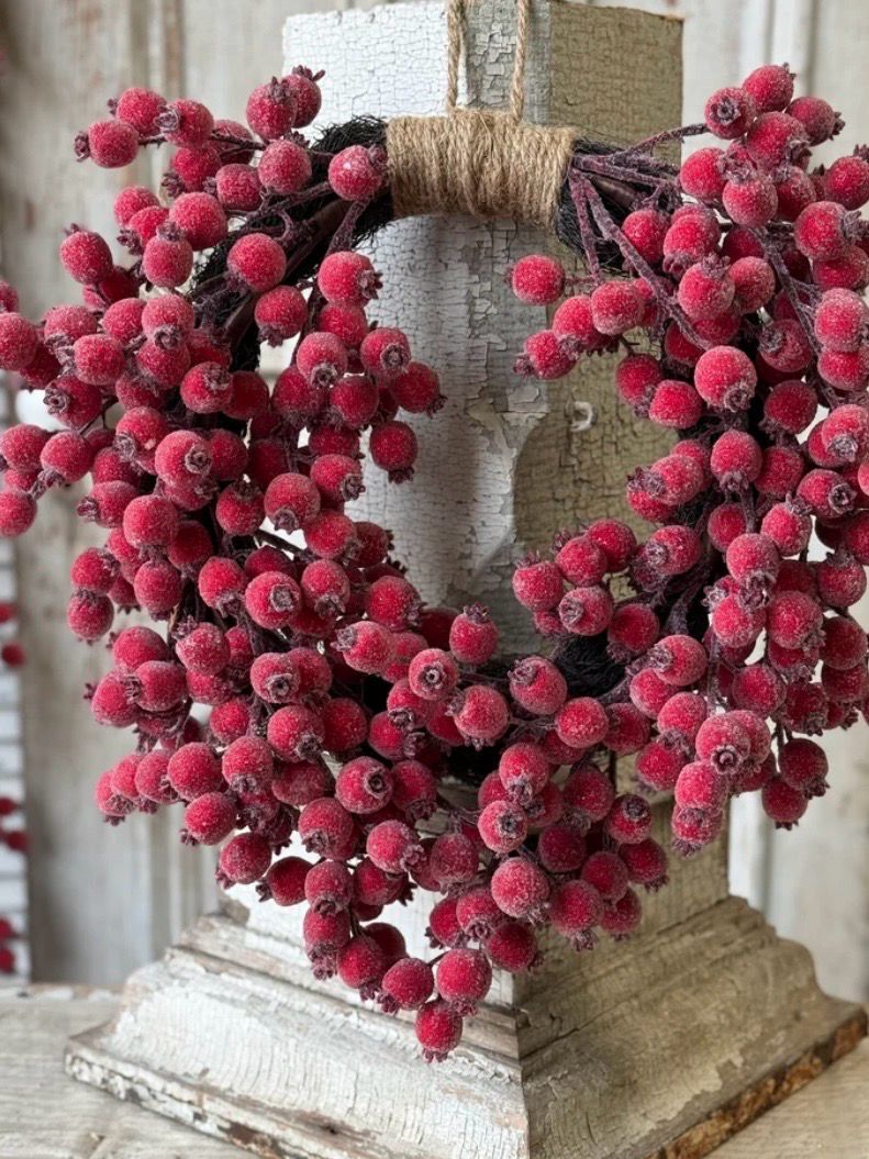 Lan 20" Iced Everberry Hanging Wreath