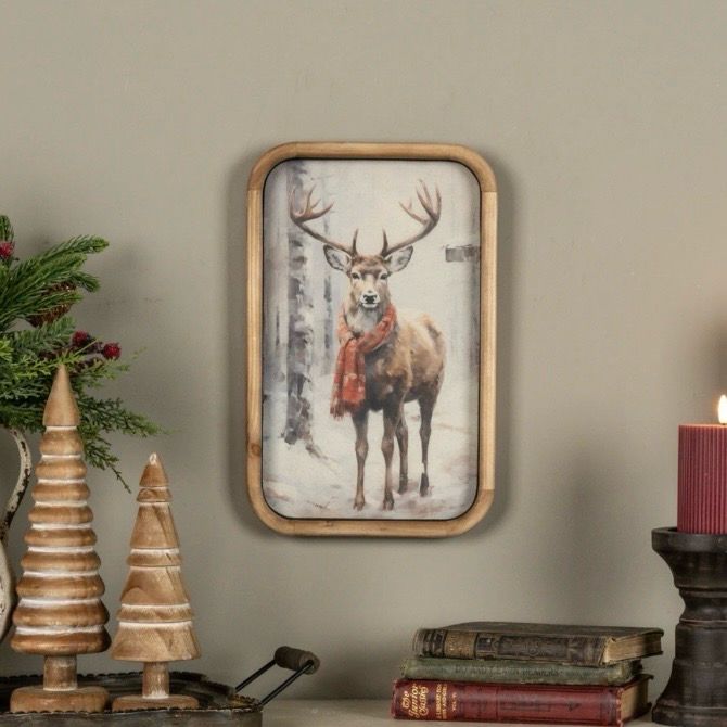 Rag 14" Bundled Up Deer Framed Print