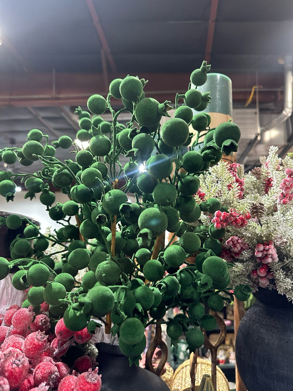 KKI 32" Green Flocked Rosehip Stem