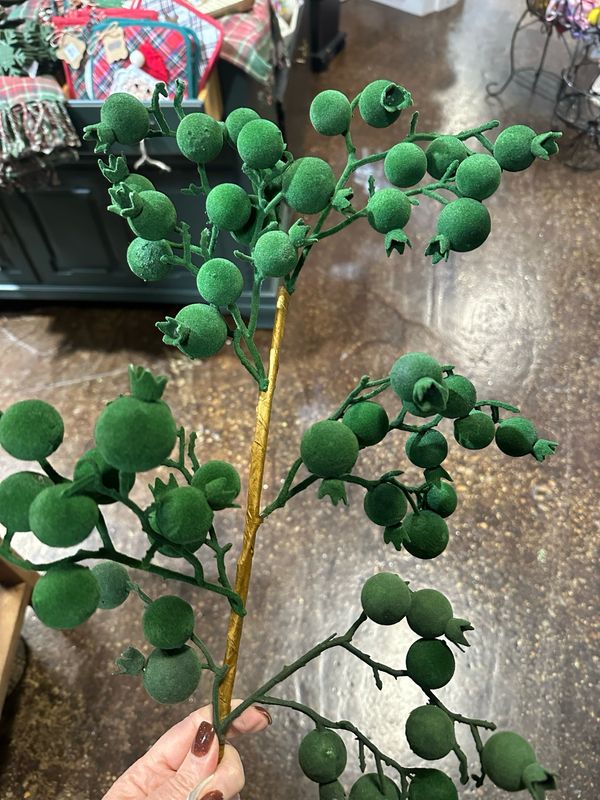 KKI 32" Green Flocked Rosehip Stem