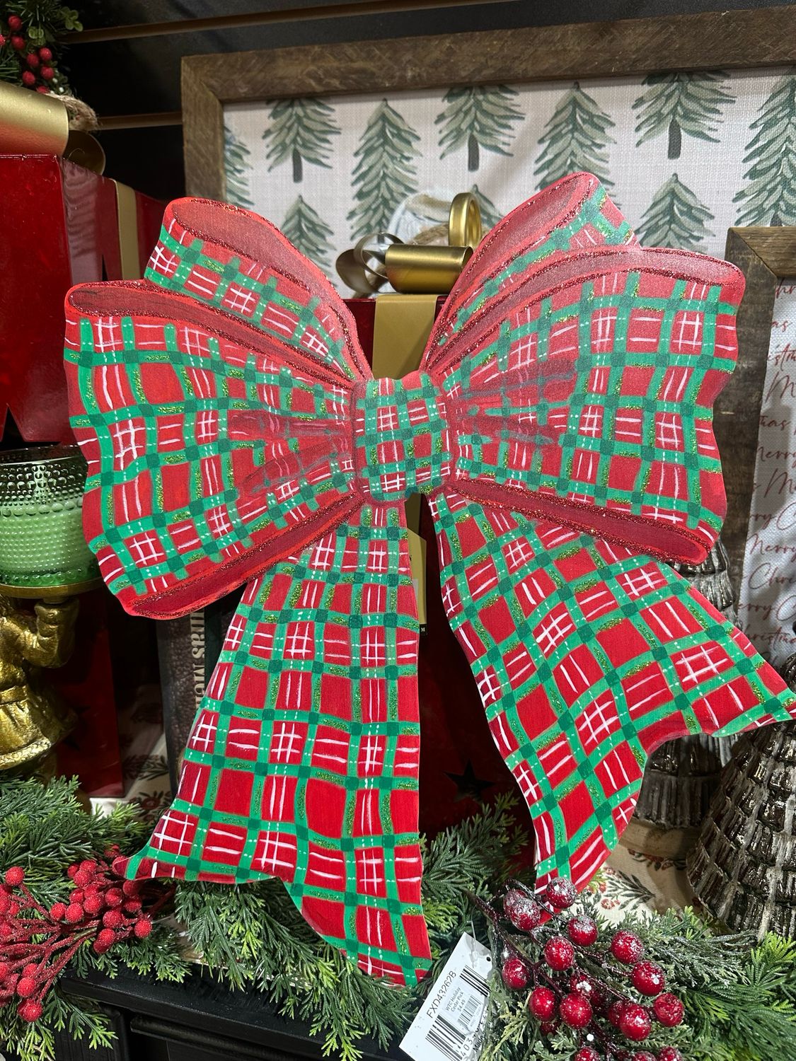 TRT Red Plaid Bow 16x20