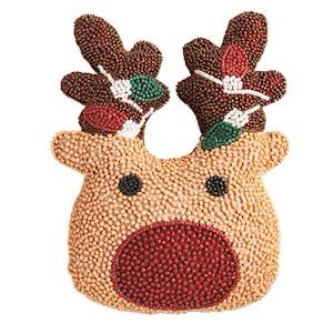 MP Reindeer Xmas Beaded Pillow 11.5"