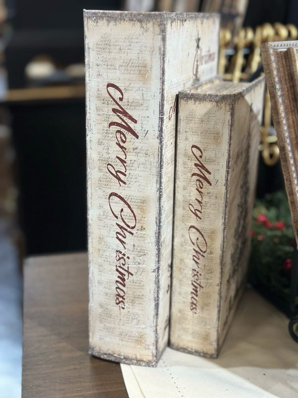 AB Lg Vintage Tree Merry Christmas Book Box 12x8x2.75