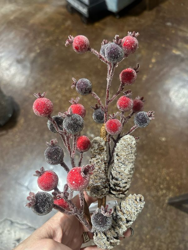 Reg 15" Pine Cone Beaded Berry Pick
