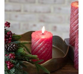 Pdg 4" Red Twist LED Pillar Candle