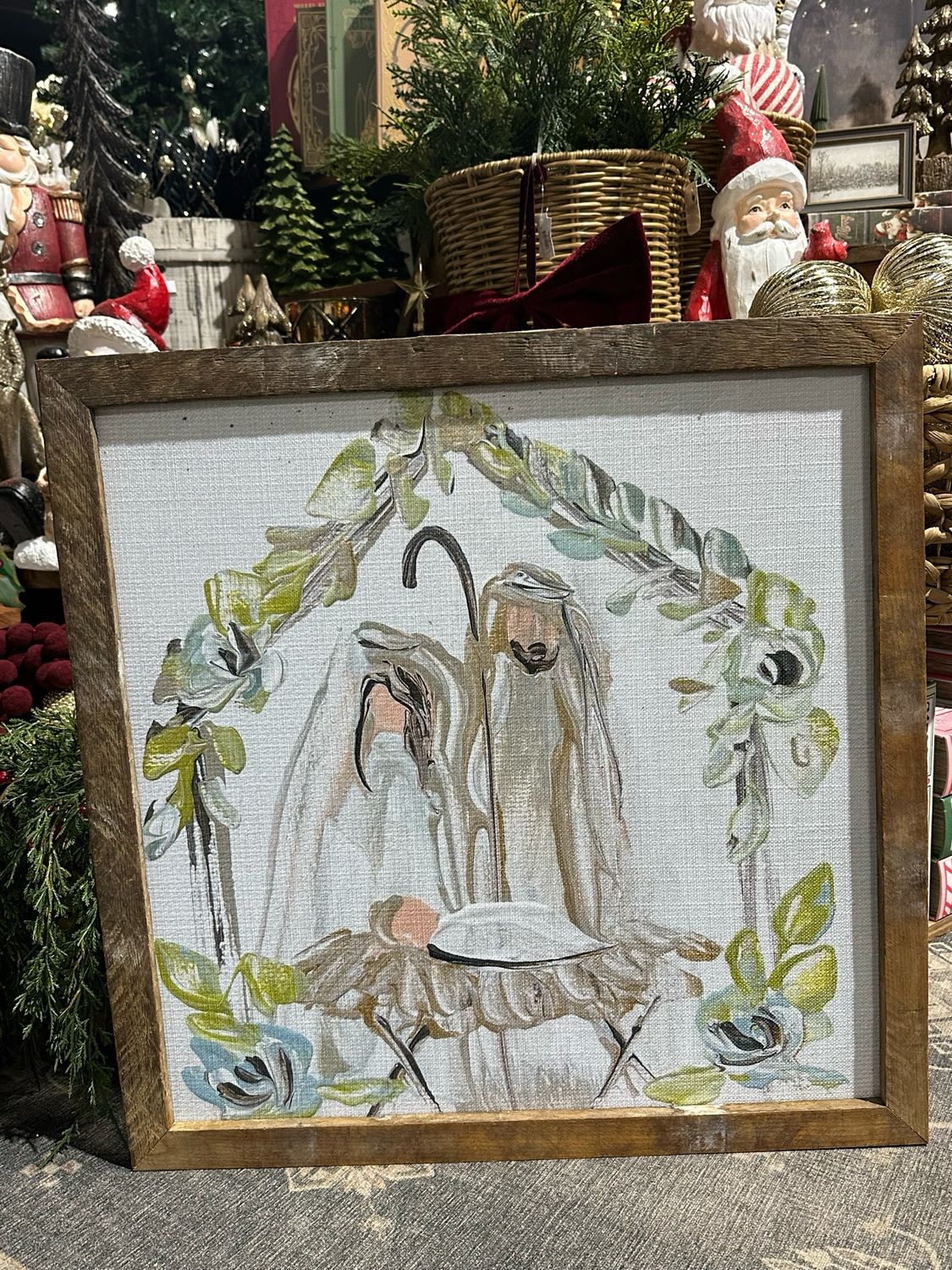 SCM 24x24 Nativity W Greenery