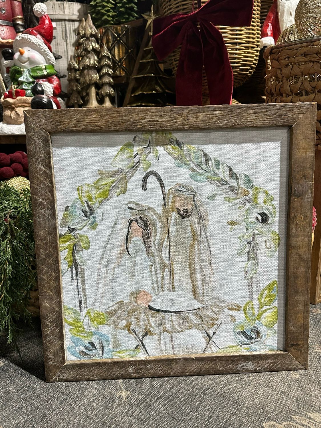 SCM 18x18 Nativity W Greenery