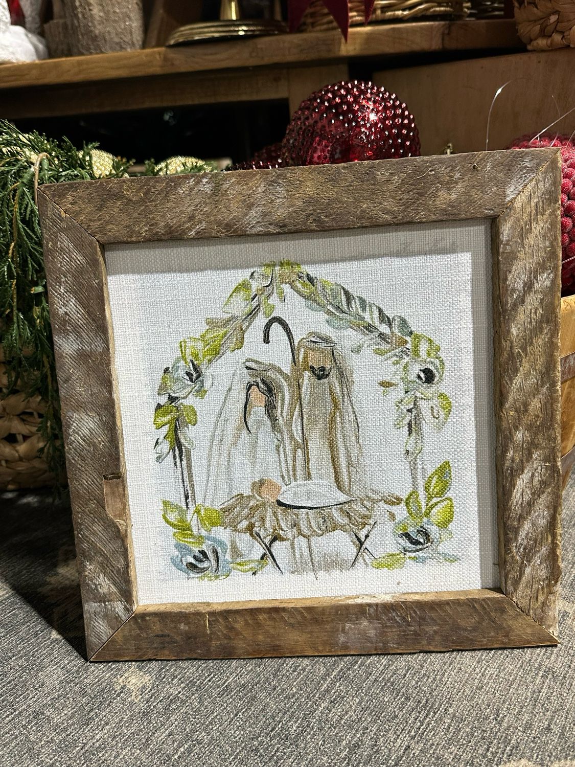 SCM 12x12 Nativity W Greenery