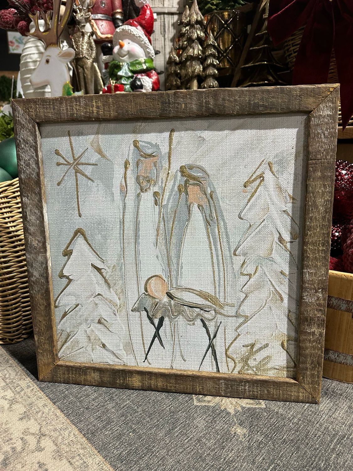 SCM 24x24 Wht Gold Nativity