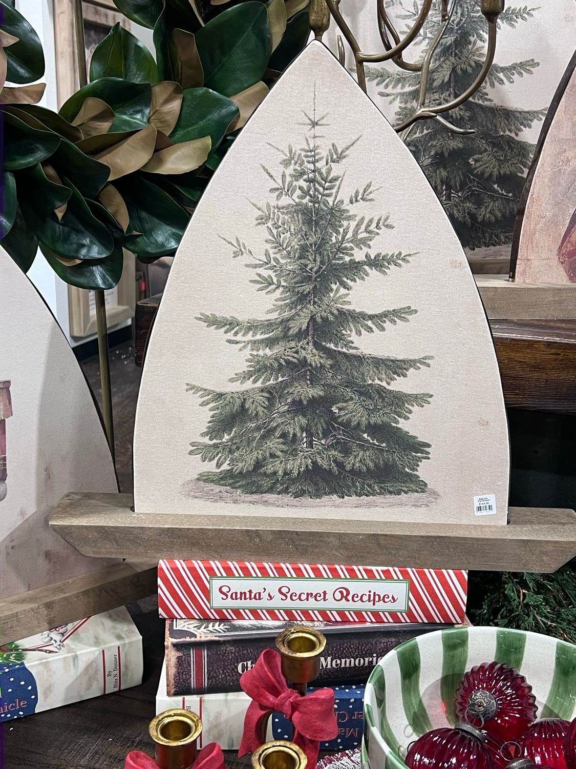 B&amp;B Sm Parchment Christmas Tree Metal &amp; Wood  19.75x16.25