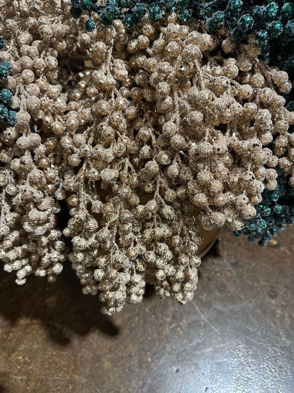ARL 31" Platinum Glitter Hanging Berry Spray