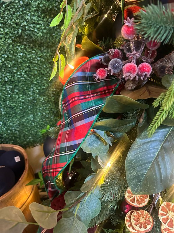 ARL 4"x10Yds Tartan Plaid Wired Ribbon
