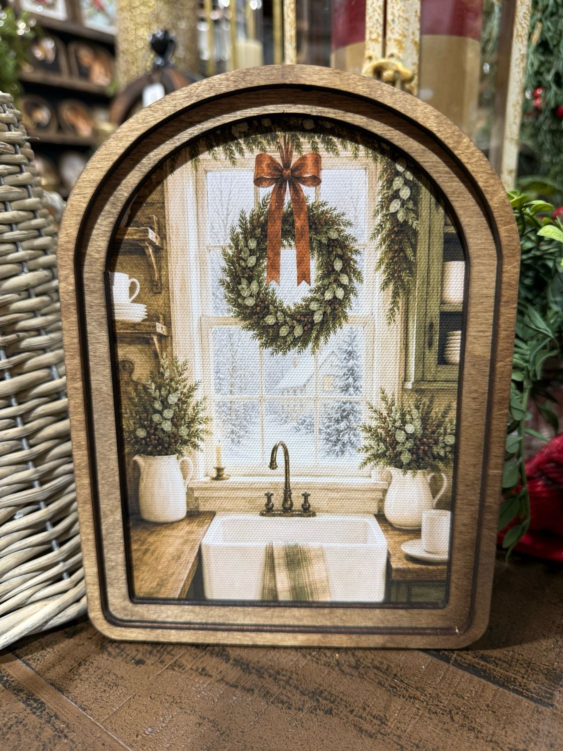 Red Arch Christmas Kitchen 8x6