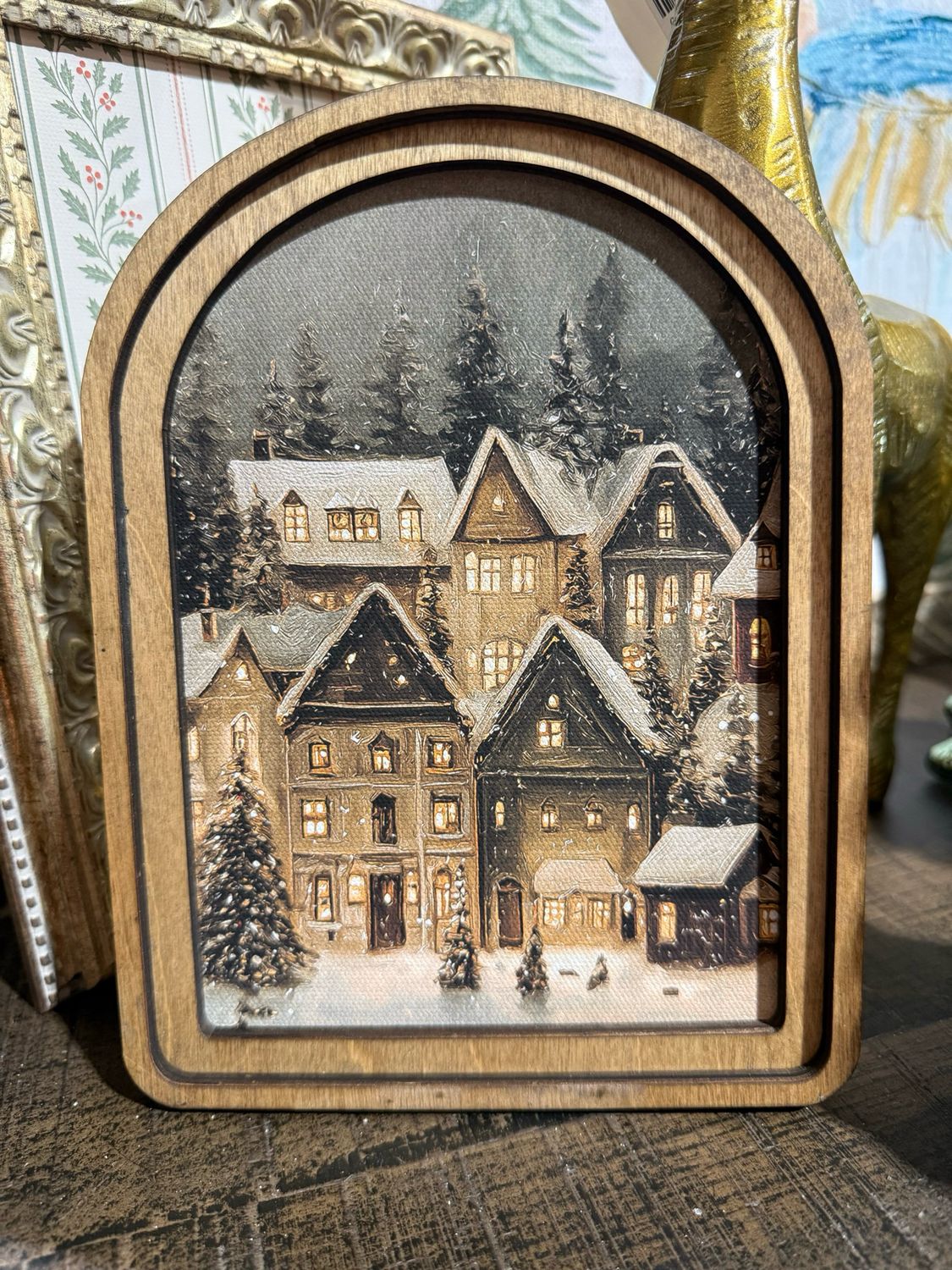 Red Arch 6x8 Snowy Christmas Village