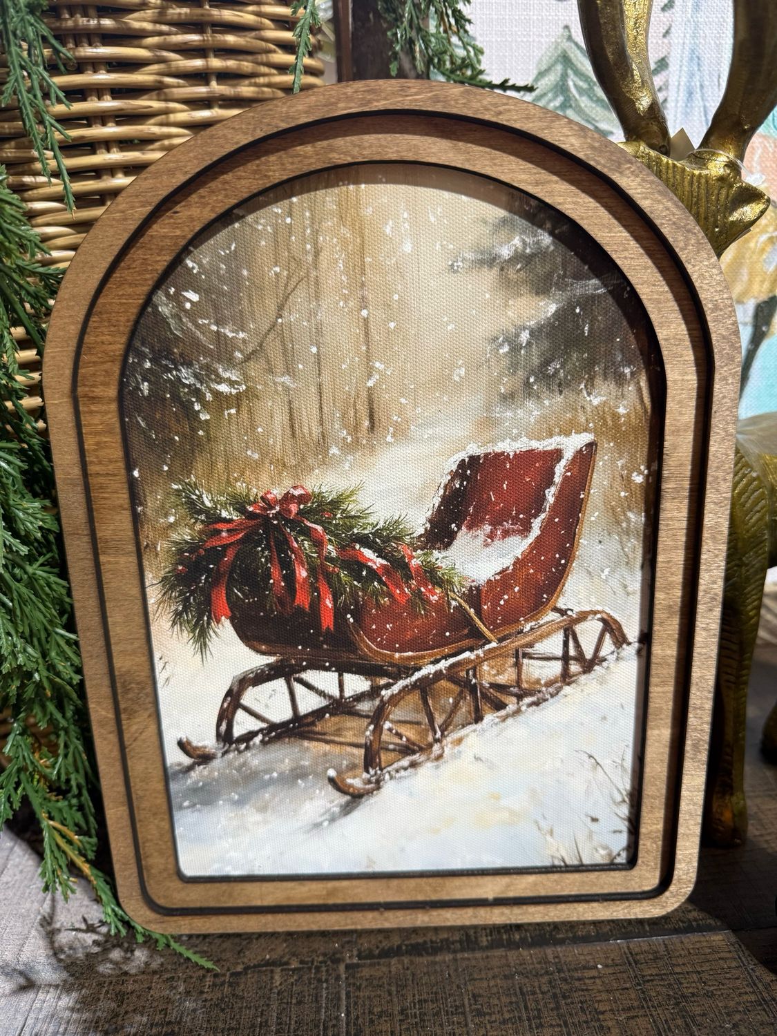 Red Arch 8.25x11 Vintage Sleigh