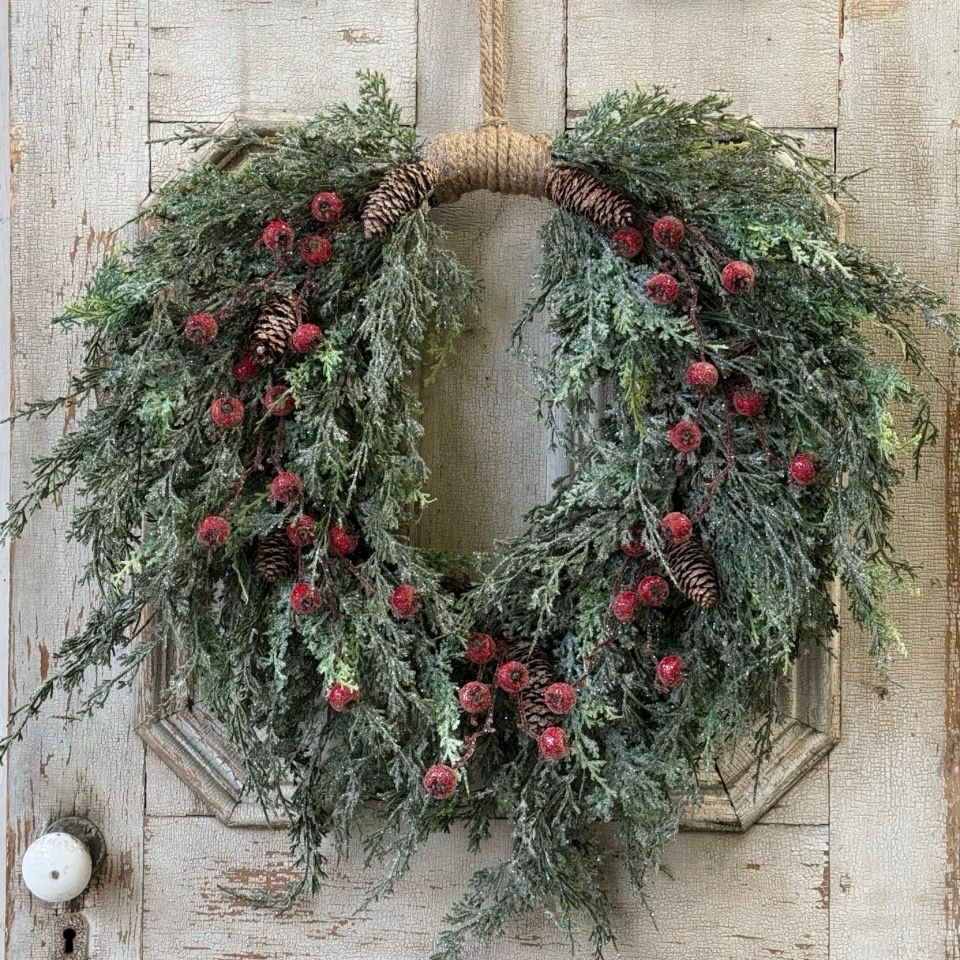 Lan 28" Balsam Berry Hanging Wreath