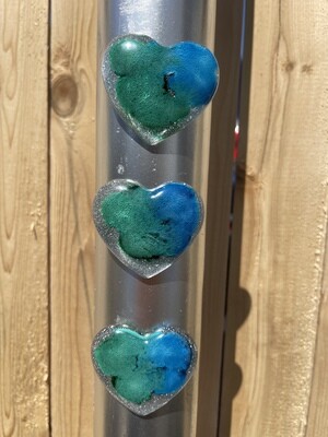 Heart Magnets - Resin - Blue, Green and Glitter NO SWIRL