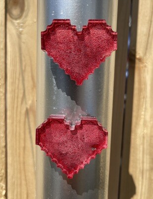 Heart Magnets - Pixel Resin - Red and Glitter