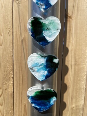 Heart Magnets - Resin - Blue, Green, Glitter; Swirl Inverted