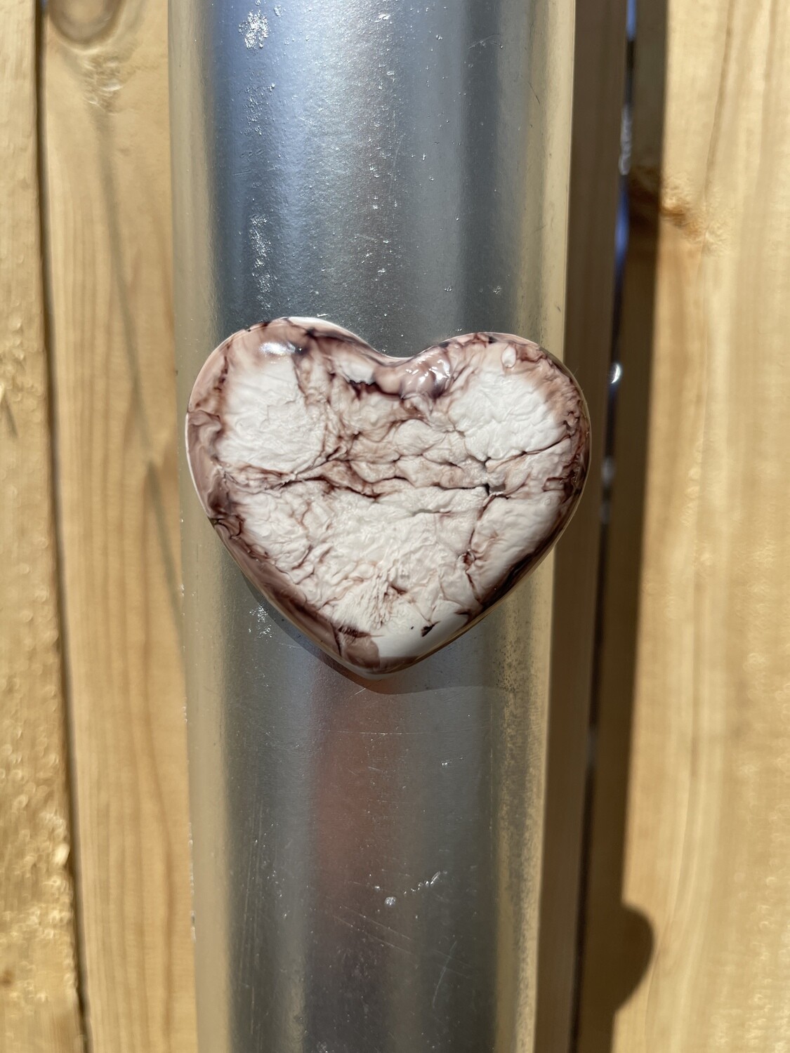 Heart Magnets - Resin - Brown, White Swirl