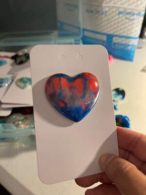 Heart Magnets - Resin - Red and Blue, White Back