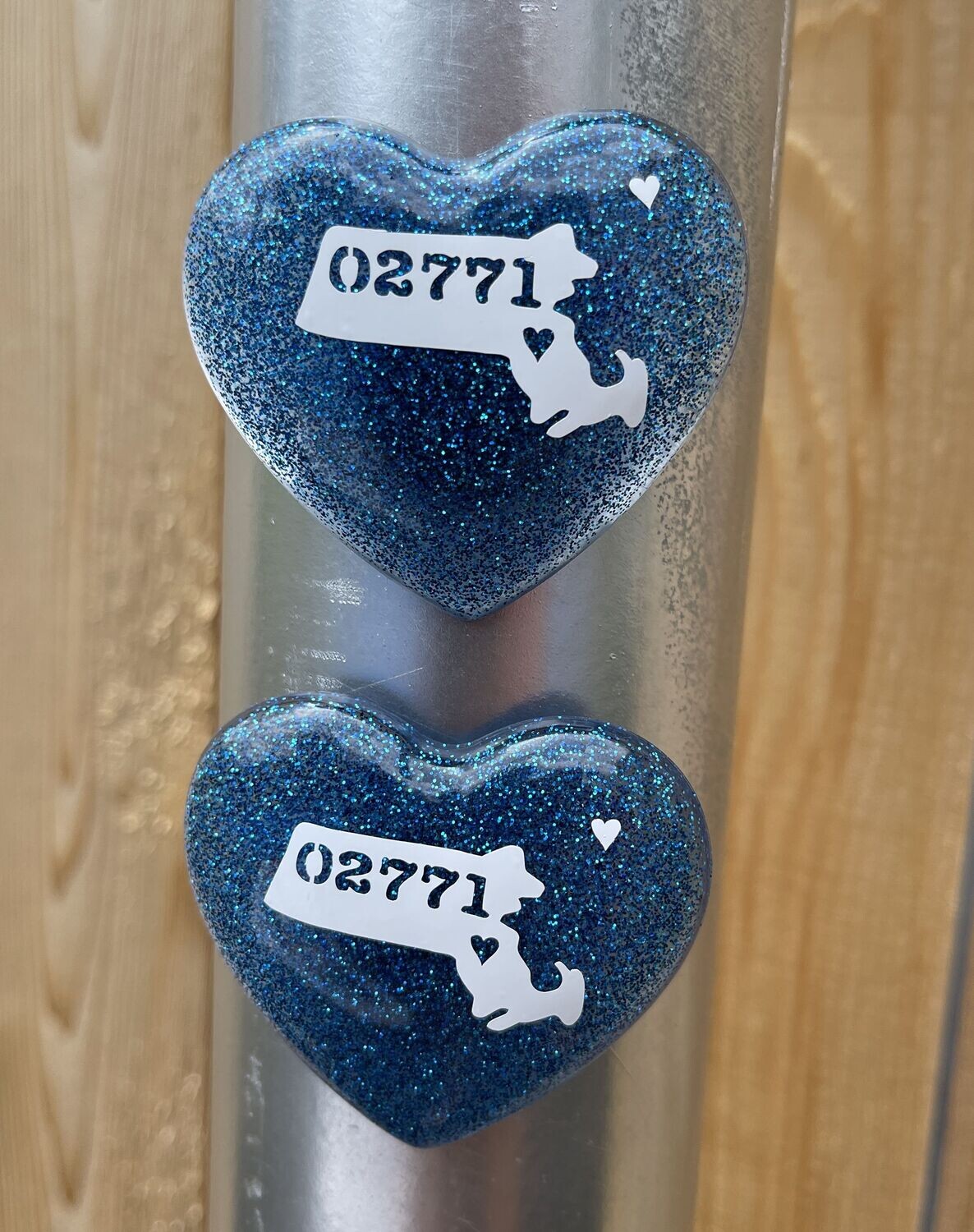 02771 Blue Glitter - Heart Magnets