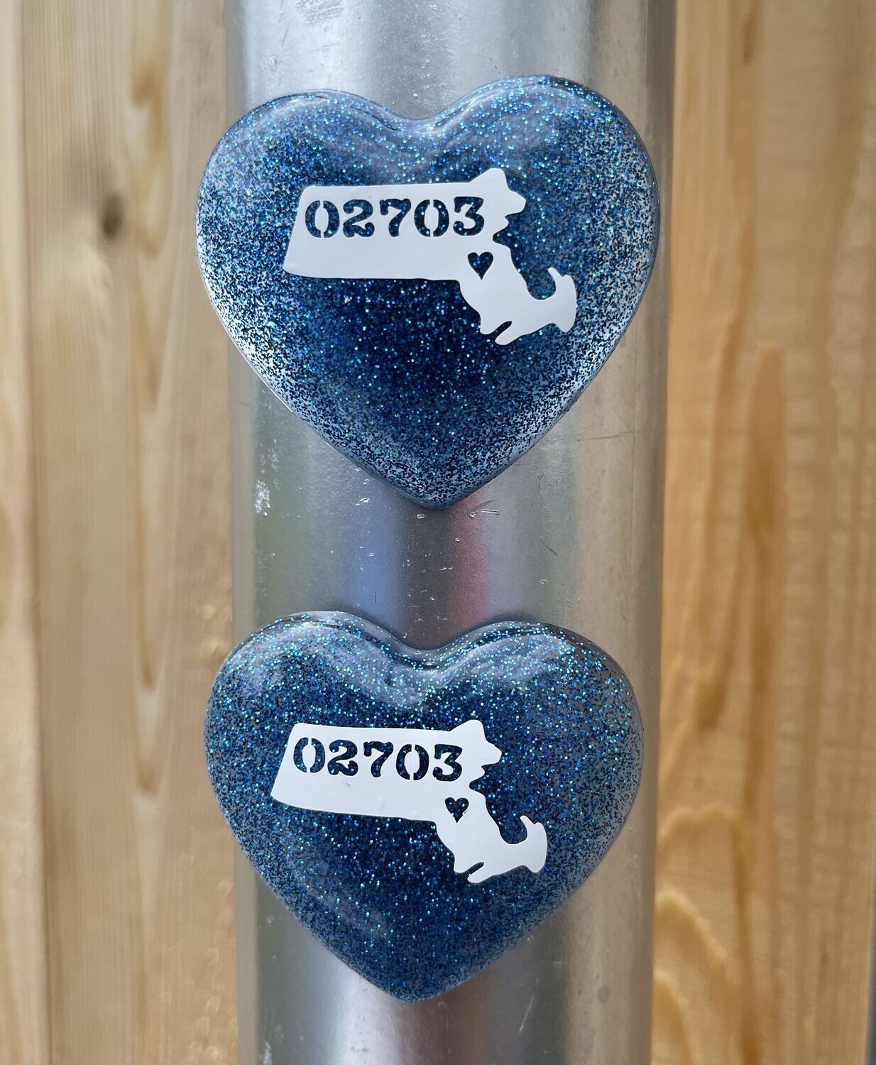 02703 Blue Glitter - Heart Magnets