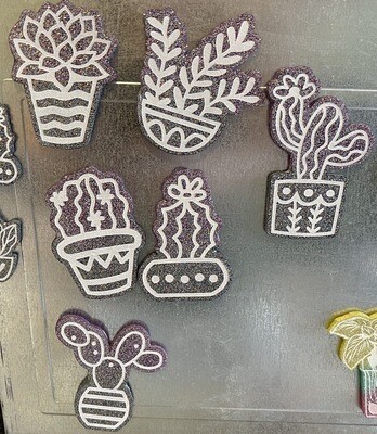 Magnets - Succulent - Painted White