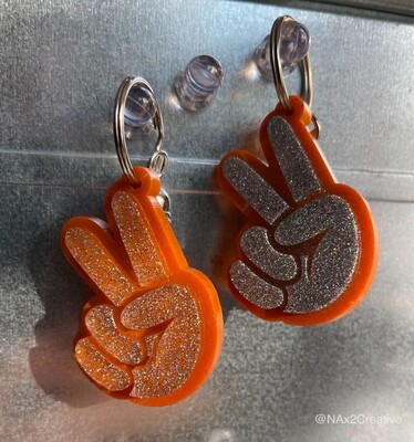 Keychain - Peace Sign - 3D Holographic (Orange)