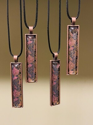 Necklace - Gold Baroque Pattern on Coppery Bezel