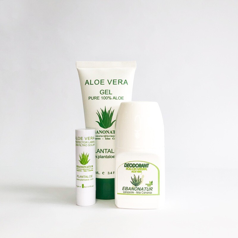 Ebanonatur Pack de viaje 6  Aloe Vera (Gel + desodorante  + Labial)