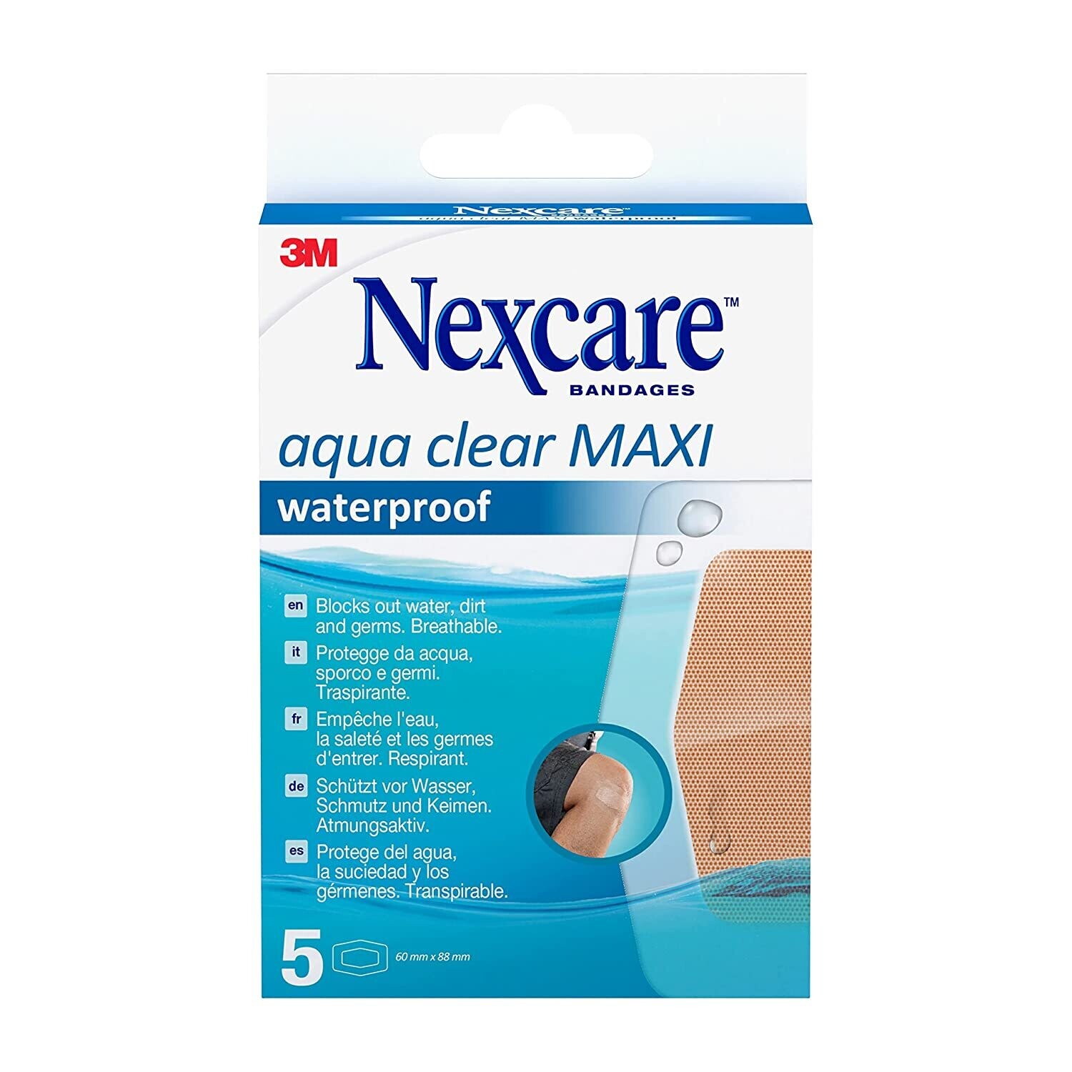 3M Nexcare Tiras Aqua Clear Maxi (60mm X 88mm) (Pack 5)
