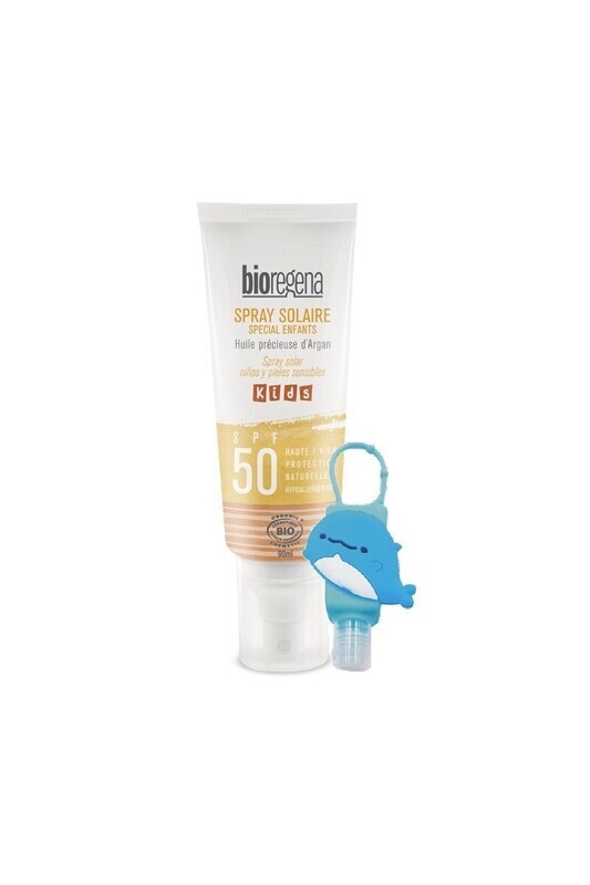 Bioregena Spray Solar Pieles Sensibles para niños (SPF 50)(BIO) (90ml) + Regalo porta gel
