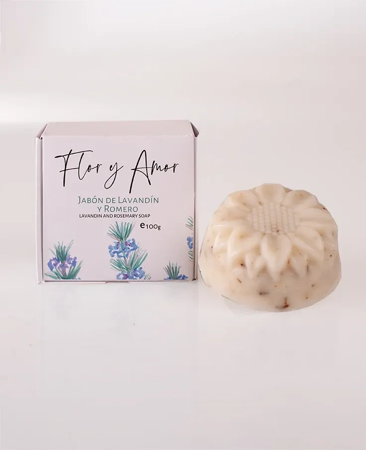 JABON DE LAVANDIN Y ROMERO (100G) FLOR Y AMOR