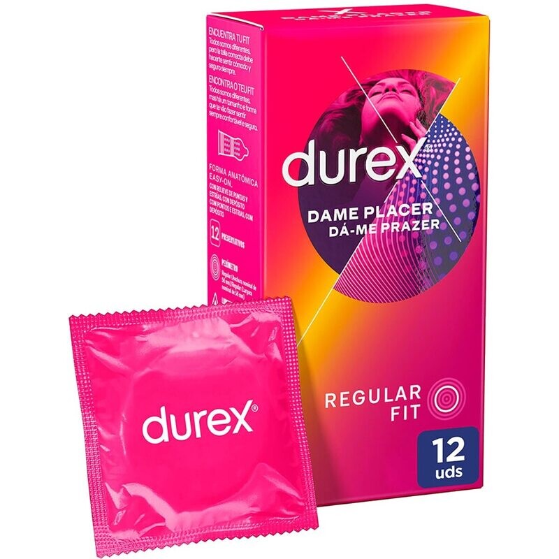 Durex Preservativos Dame Placer con puntos y estrías (12 unidades)