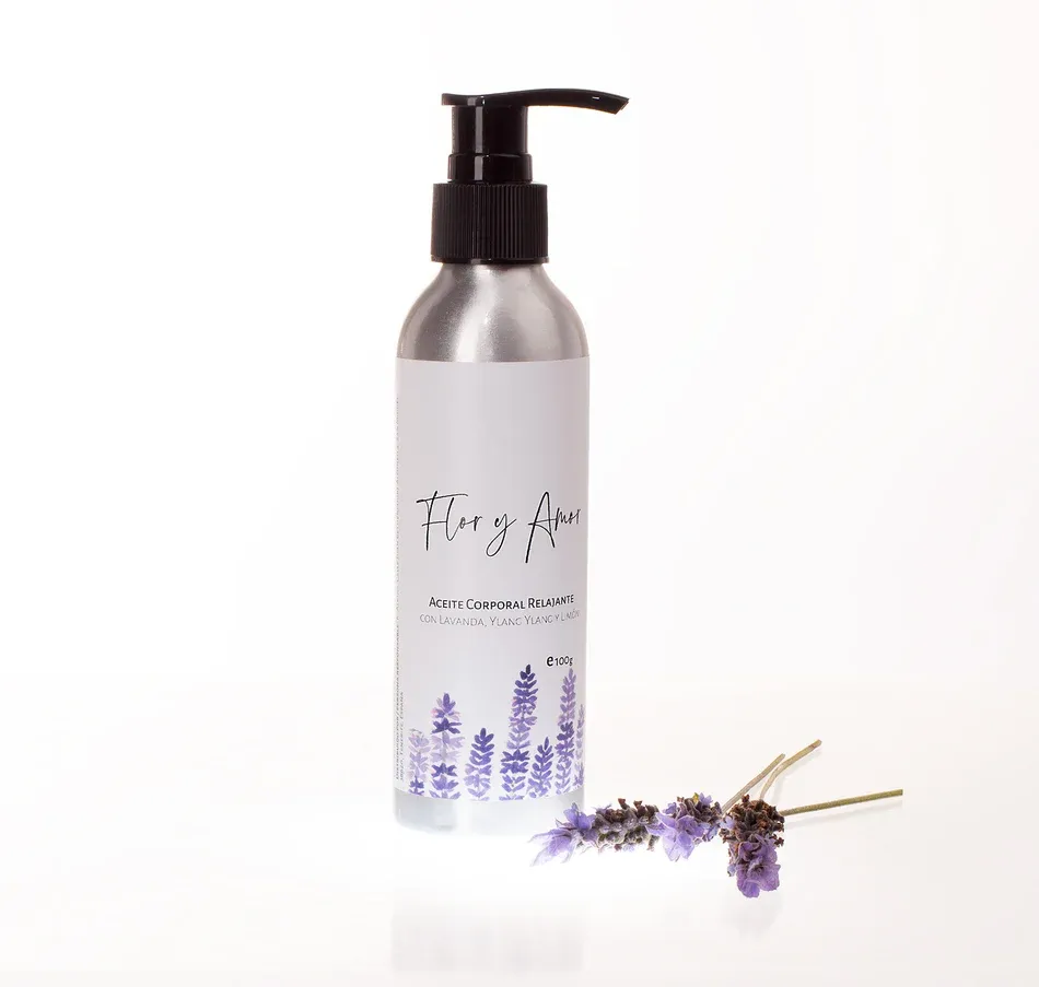 Flor y Amor Aceite Corporal Relajante de Lavanda, Ylang Ylang y Limón (100ml)