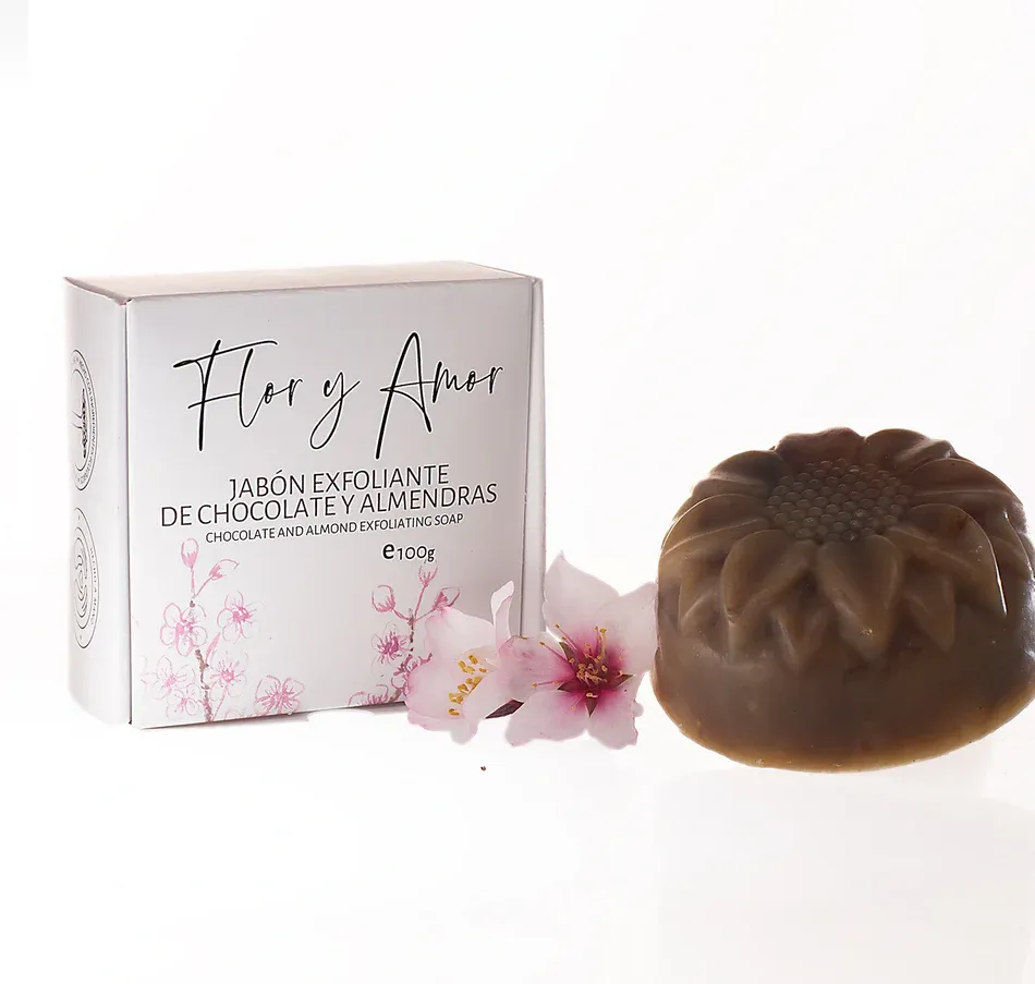 Flor y Amor Jabón Exfoliante de Chocolate y Almendras (60g)