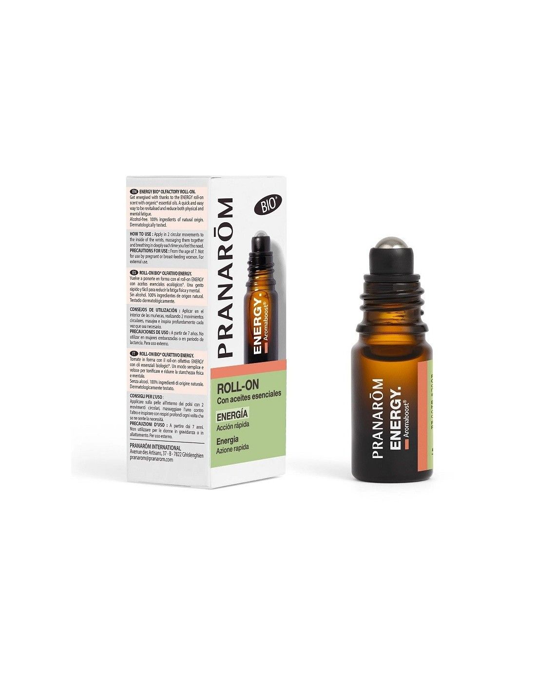 Pranarom Aromaboost Concentración (BIO) Roll-ON (5ml) con Aceites de Naranjo Dulce, Citronela y Menta