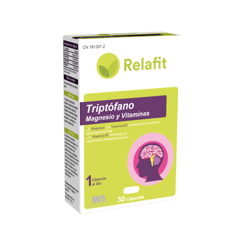 Relafit Triptófano + Magnesio + Vitaminas (30 Cápsulas)