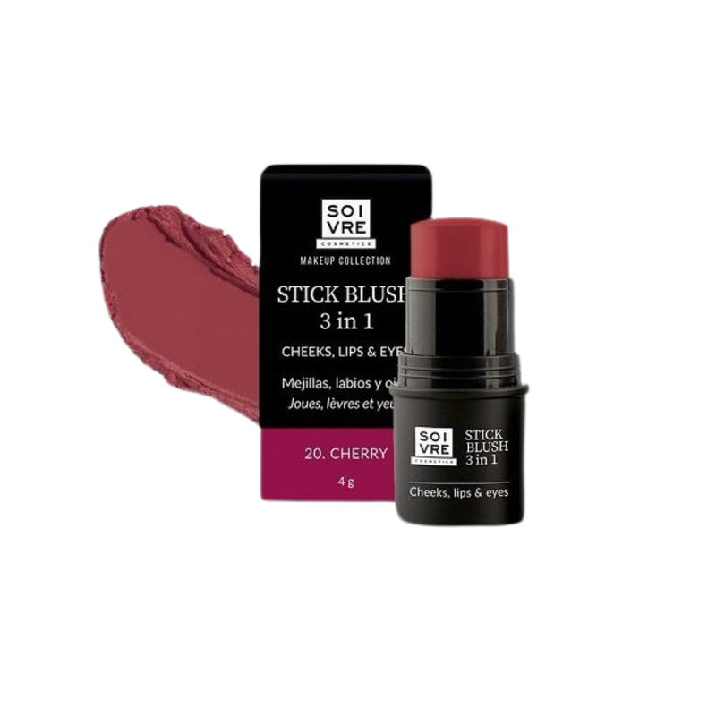 Soivre Blush 3 EN 1 Stick Colorete Labios y Ojos Color Cherry