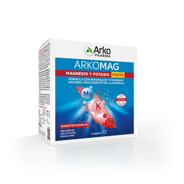 Arkomag magnesio y potasio fuerte (24 sobres) sabor frutos rojos