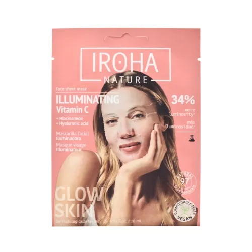 Iroha Nature Mascarilla Facial iluminadora e hidratante - Vitamina C + Ácido Hialurónico Iroha Nature Mascarilla Facial iluminadora e hidratante - Vitamina C + Ácido Hialurónico