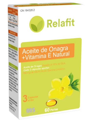 Relafit Aceite de Onagra + Vitamina E Natural 60 Perlas Relafit Aceite de Onagra + Vitamina E Natural 60 Perlas