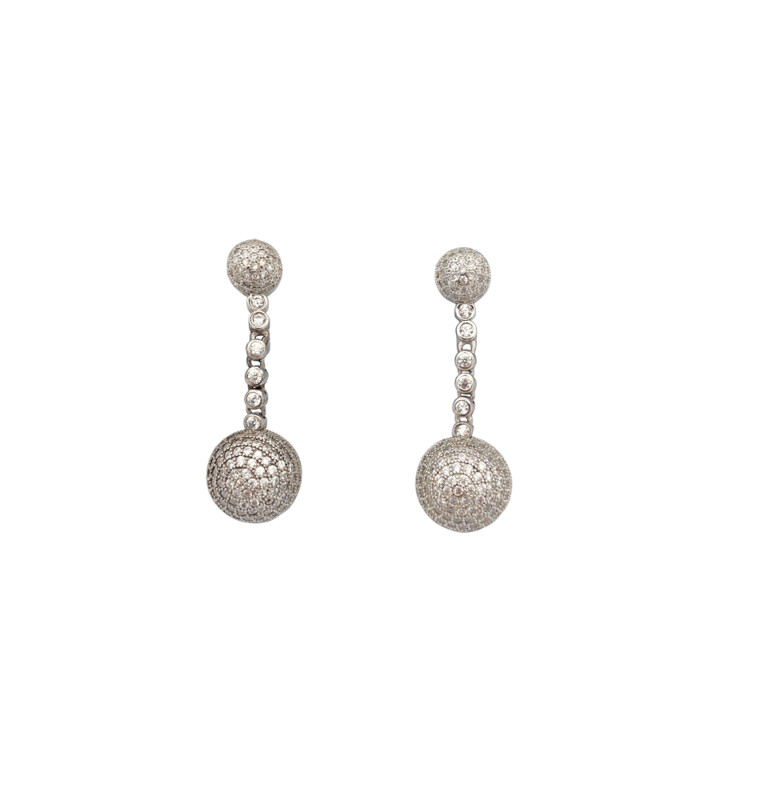 Pendientes bola plata y circonitas