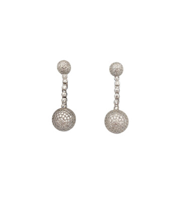 Pendientes bola plata y circonitas
