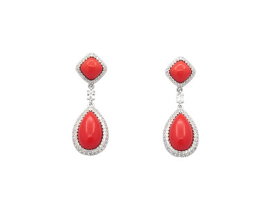 Pendientes lágrima coral