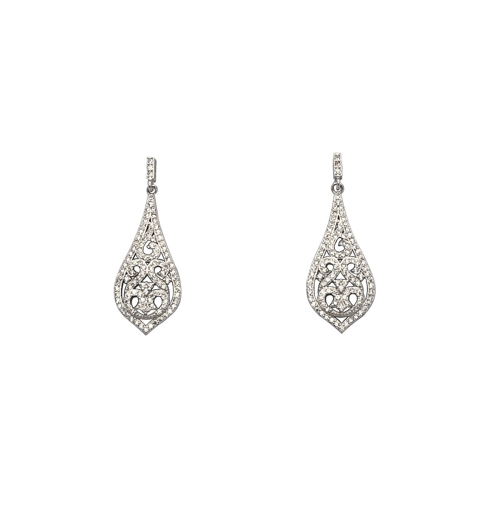 Pendientes vintage de plata con circonitas