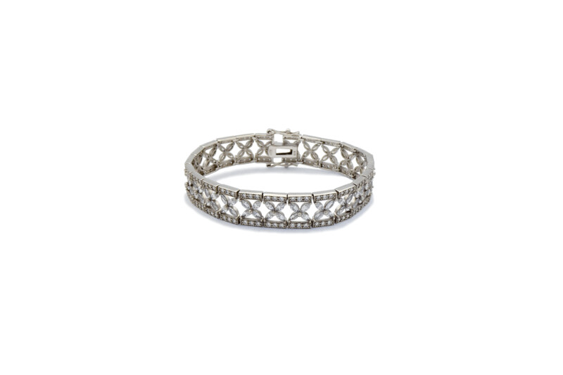 Pulsera plata y circonitas aspas