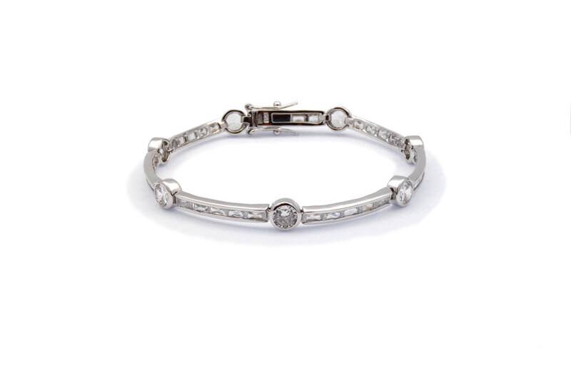 Pulsera plata  semirrígida  circonitas